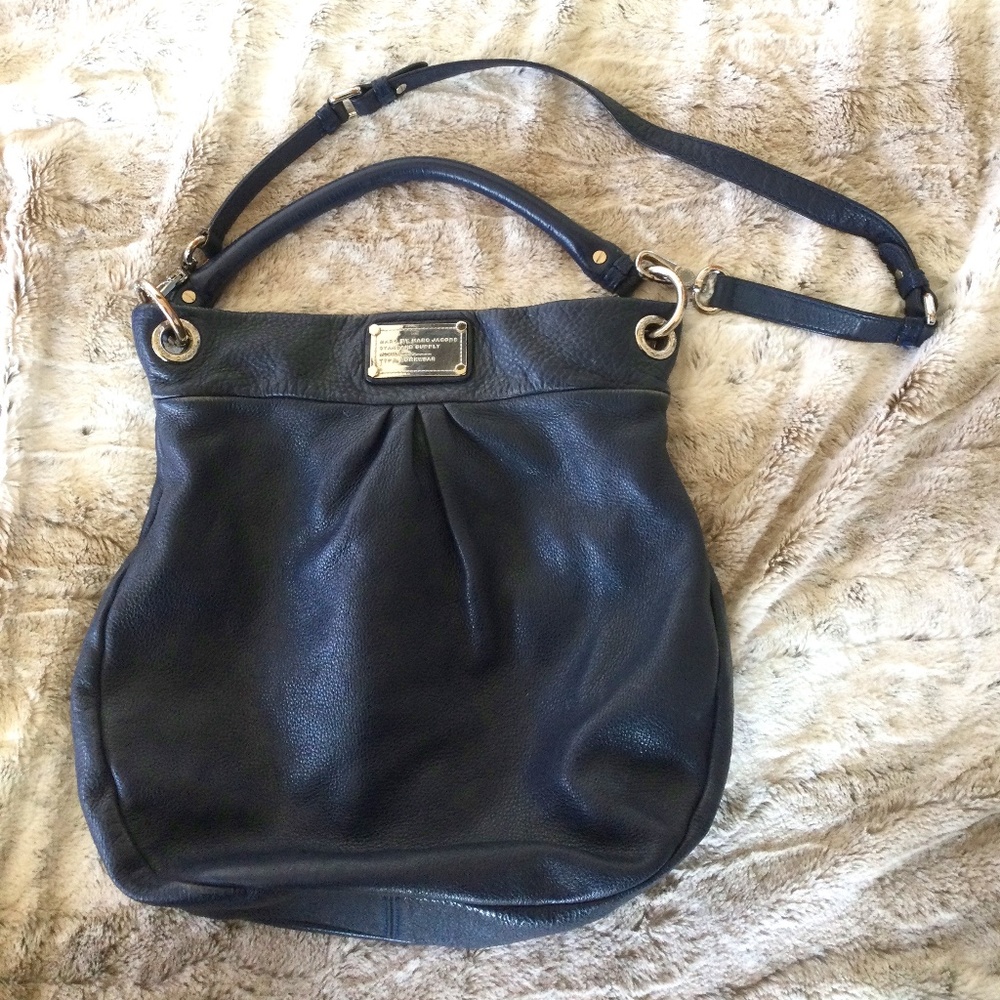 Navy blue leather Marc Jacobs hobo style handbag